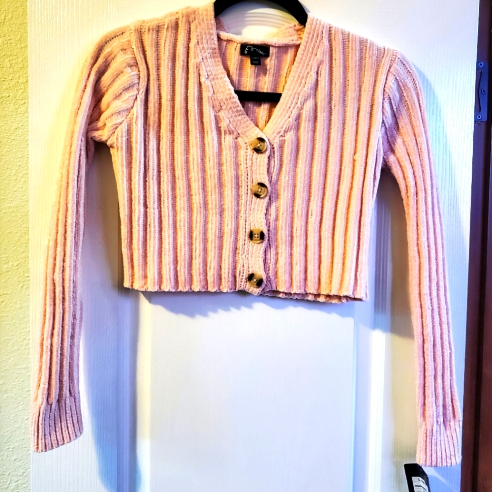 NWT Art Class Pink Chenille Sweater Girls L (10/12)